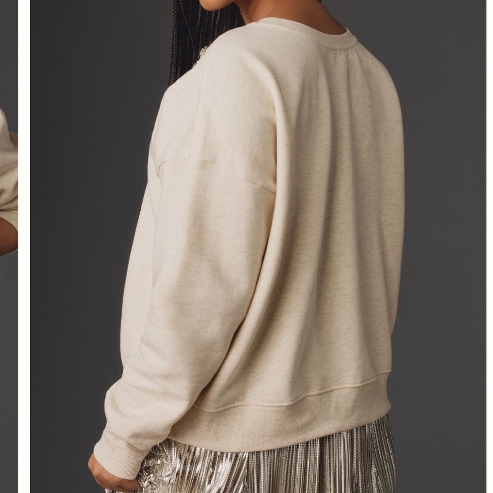 Anthropologie Maeve Embellished Collar Pullover in Light Sand Size Small - Picture 10 of 13
